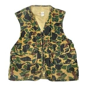 Vtg SafTBak Hunting Vest Mens Duck Camo Game Pouch Shooting Brushpopper‎